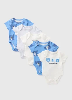 5 Pack Baby Blue Bear Bodysuits (Newborn-23mths)