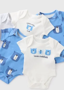 5 Pack Baby Blue Bear Bodysuits (Newborn-23mths)