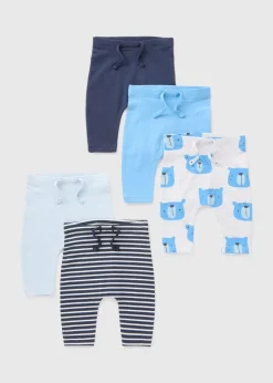 5 Pack Baby Blue Bear Leggings (Newborn-23mths)