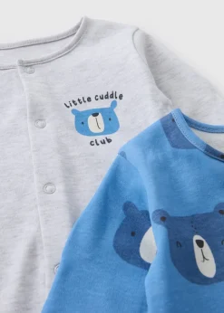 2 Pack Baby Blue Bear Sleepsuits