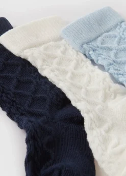 3 Pack Baby Blue Knee High Socks (Newborn-12mths)