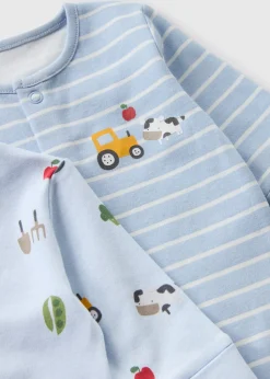 2 Pack Baby Blue Transport Sleepsuits (Newborn-23mths)