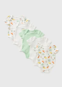 5 Pack Baby Green Dino Bodysuits (Newborn-23mths)
