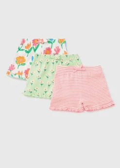 3 Pack Baby Multicolour Floral Shorts (Newborn-23mths)