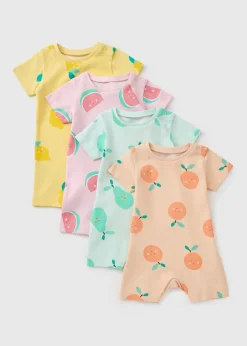4 Pack Baby Multicolour Fruit Rompers (Newborn-18mths)