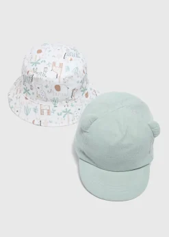 2 Pack Baby Multicolour Safari Hats (Newborn-24mths)
