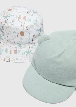 2 Pack Baby Multicolour Safari Hats (Newborn-24mths)