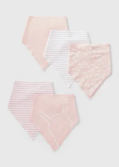 5 Pack Baby Pink Bandana Bibs