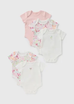 5 Pack Baby Pink Floral Bodysuits (Newborn-23mths)