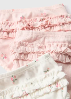 3 Pack Baby Pink Floral Frill Knickers (Newborn-23mths)
