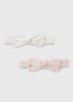 2 Pack Baby Pink Floral Layette Headbands (Newborn-6mths)
