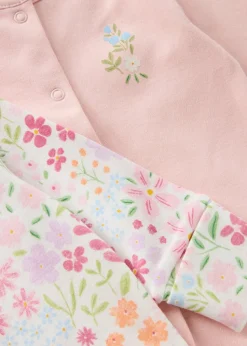 2 Pack Baby Pink Floral Sleepsuits