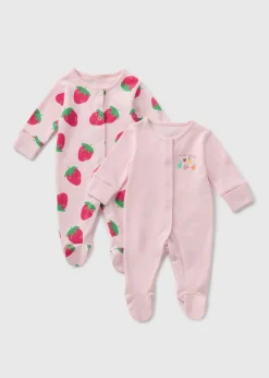 2 Pack Baby Pink Fruit Sleepsuits (Newborn-23mths)