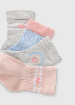 4 Pack Baby Pink Sports Socks (Newborn-24mths)