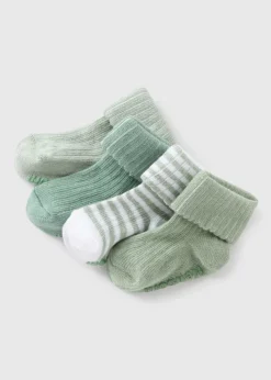 4 Pack Baby Sage Ribbed Socks (Newborn-23mths)
