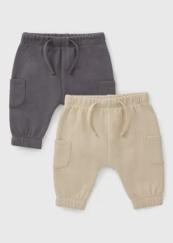 2 Pack Baby Stone Cargo Jogging Bottoms (Newborn-23mths)
