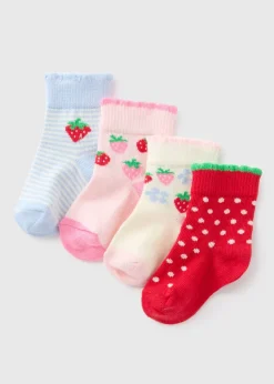 4 Pack Baby Strawberry Socks (Newborn-23mths)