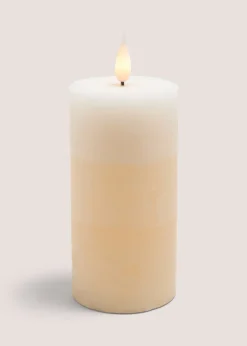 3 Pack Beige LED Pillar Candles (10cm x 12cm x 15cm)