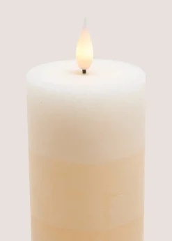 3 Pack Beige LED Pillar Candles (10cm x 12cm x 15cm)