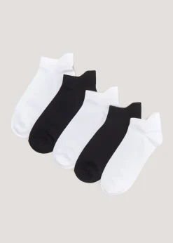 5 Pack Black & White Microfibre Trainer Socks