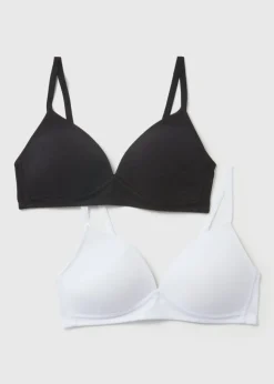 2 Pack Black And White Padded Bras