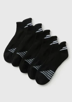 5 Pack Black Athletic Trainer Socks