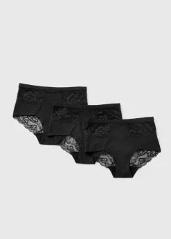 3 Pack Black Brushed Lace Full Knickers