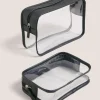 2 Pack Black Clear Cosmetic Bags