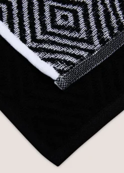 2 Pack Black Geometric Tea Towels (45cm x 70cm)