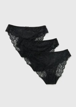 3 Pack Black High Leg Knickers