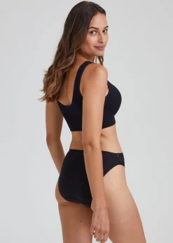 4 Pack Black Lace Trim High Leg Knickers