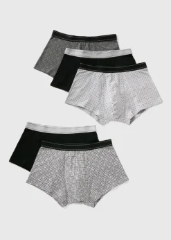 5 Pack Black Mono Hipsters