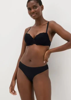 3 Pack Black No VPL Lace Brazilian Knickers