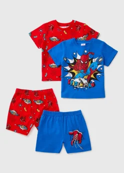 2 Pack Boys Blue Spiderman Pyjama Sets (1-7yrs)