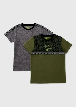 2 Pack Boys Green Taping T-Shirts (7-15yrs)