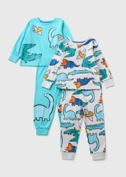 2 Pack Boys Multicolour Dino Pyjama Set (1-7yrs)