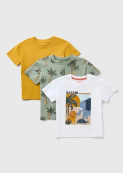3 Pack Boys Multicolour Safari Adventure T-Shirts (1-7yrs)