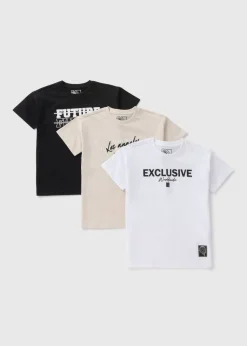 3 Pack Boys Multicolour Slogan T-Shirts (7-15yrs)