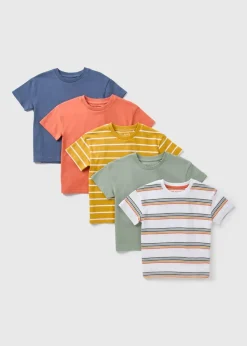 5 Pack Boys Multicolour Stripe T-Shirts (1-7yrs)