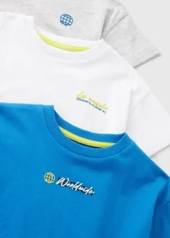 3 Pack Boys Multicolour Worldwide T-Shirts (1-7yrs)