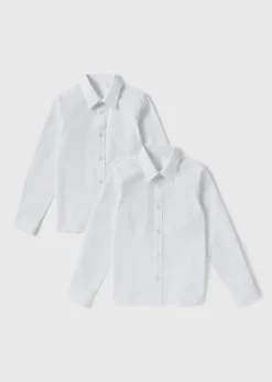 2 Pack Boys Slim Fit Long Sleeved Shirts (4-16yrs)