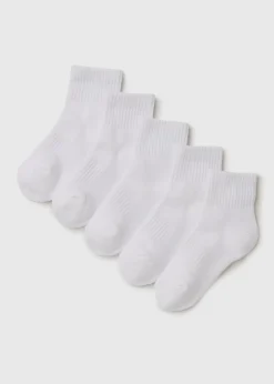 5 Pack Boys White Sports Socks (Younger 6-Older 6.5)