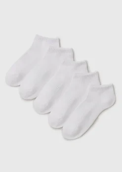5 Pack Boys White Sports Trainer Socks (Younger 6 -Older 6.5)