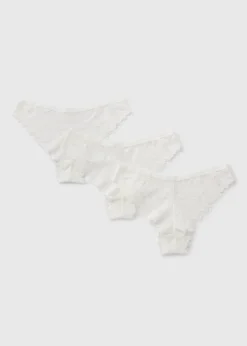 3 Pack Cream Lace Brazilian Knickers