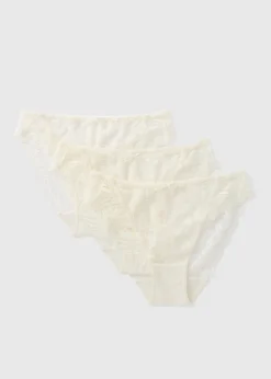 3 Pack Cream Lace High Leg Knickers
