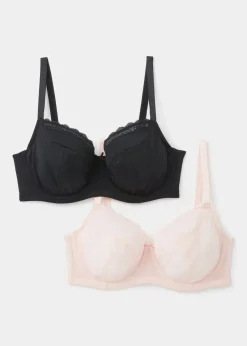 2 Pack DD+ Textured Lace Non Padded Bras