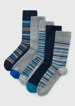 5 Pack Flexi Top Multicolour Stripe Socks