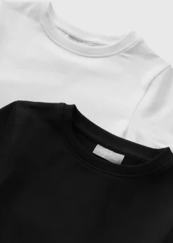 2 Pack Girls Black & White T-Shirts (7-15yrs)