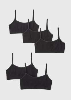 5 Pack Girls Black Crop Tops (Younger 6-Older 12yrs)