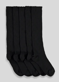 5 Pack Girls Black Diamond Socks (Younger 6-Older 5.5)